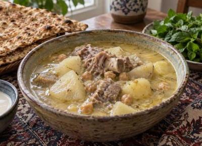 طرز تهیه آبگوشت کلم قمری همدانی با کشک ، دستور سنتی